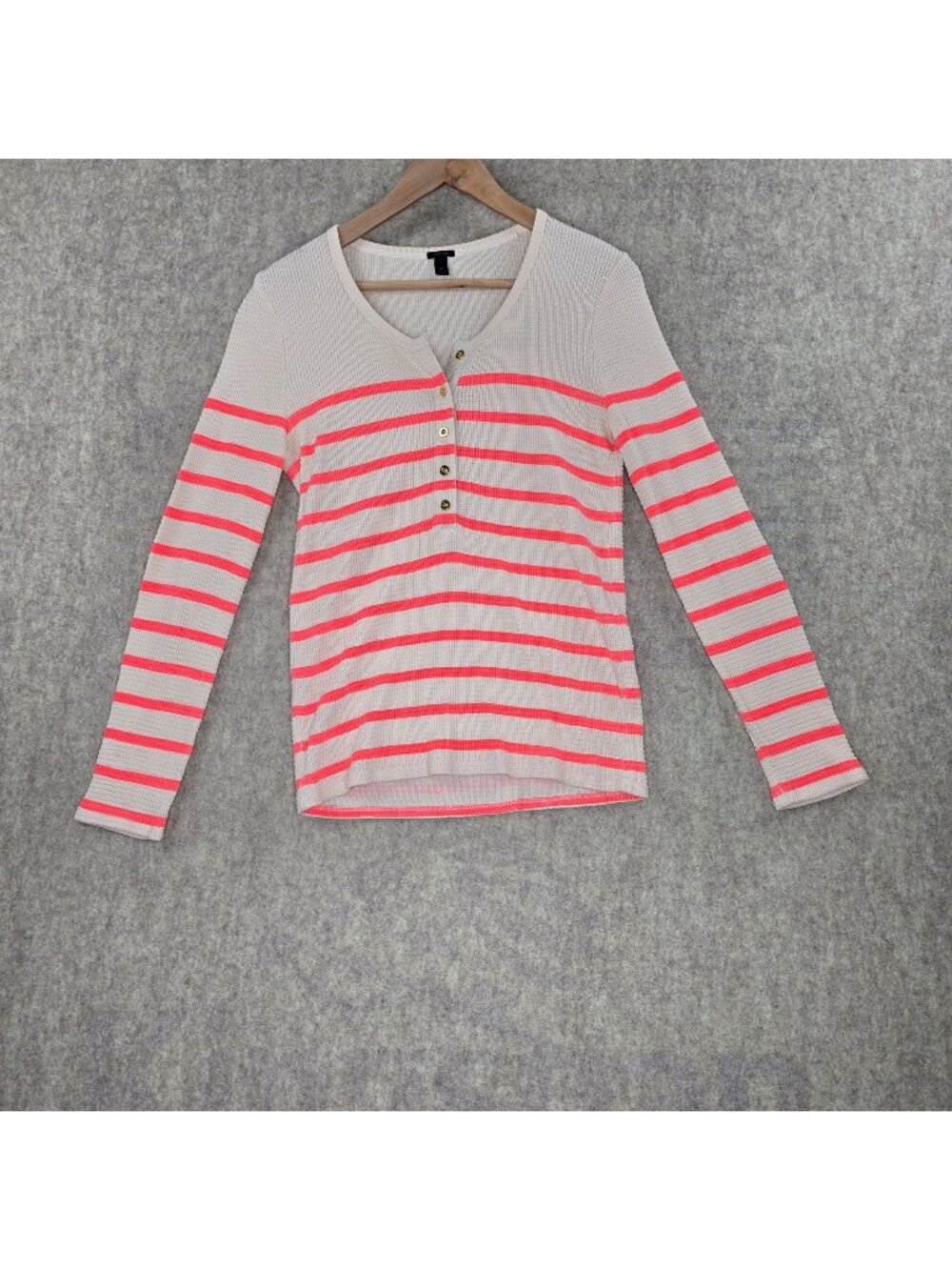 J.Crew Womens Medium Striped Long Sleeve Henley Top
